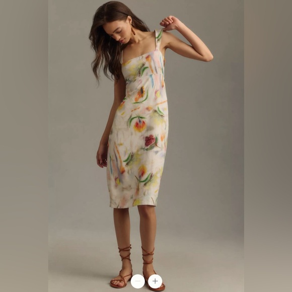 Anthropologie x Klaas Jonkman Sleeveless Square-Neck Linen Midi Dress, Host Pick - Picture 3 of 17